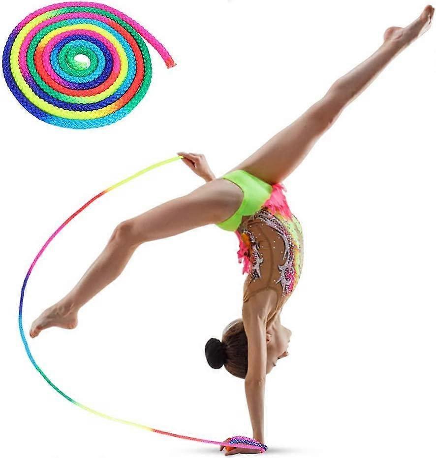 Rhythmic Gymnastics Arts Rope Rainbow Skipping Ropes, Rainbow Color Gymnastics Rope Artistic Rainbow Gymnastics Rope for Art Training Sports Competiti