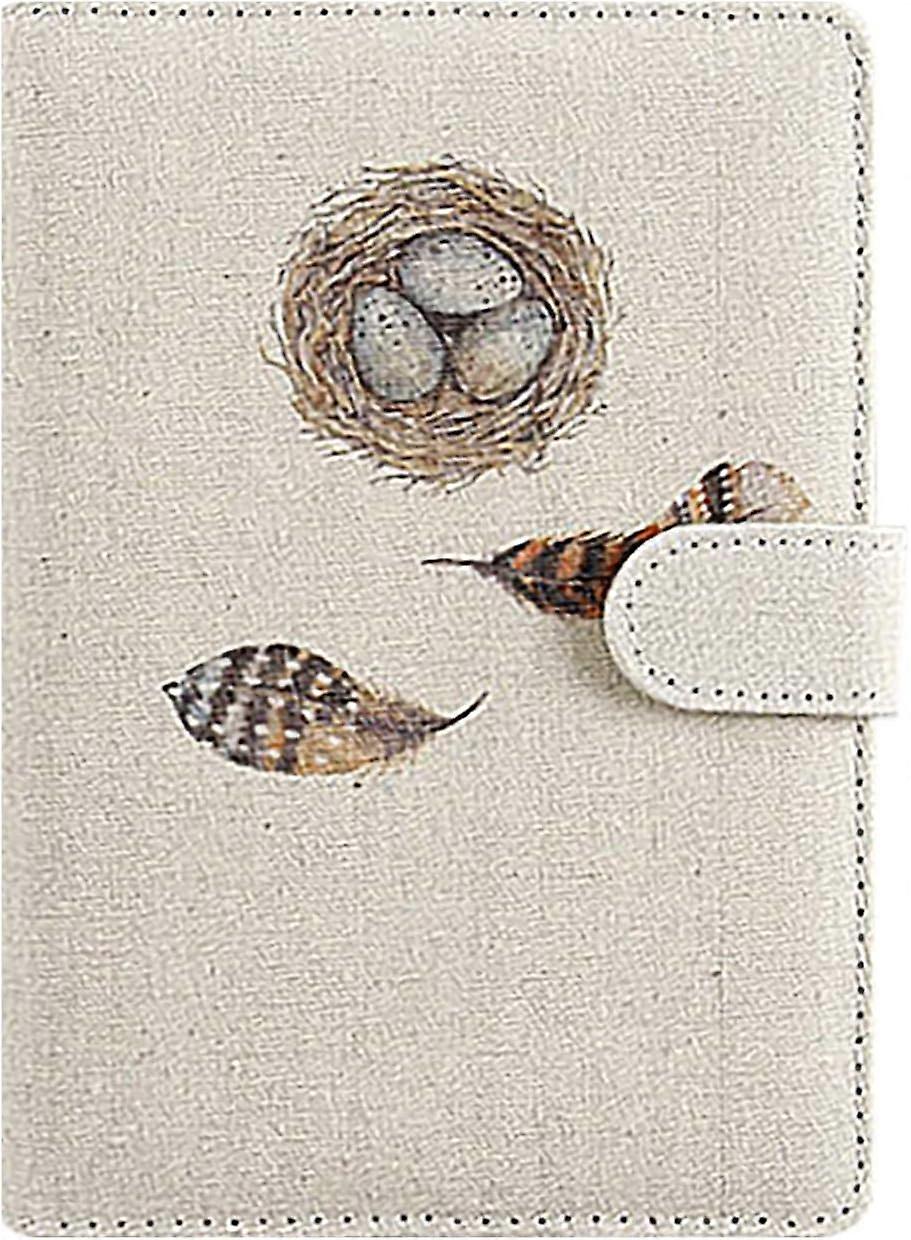 A5 Cotton-Flax Pocket Travels Notebook 32K Journal Diary Classic Durable Notepad Vintage Sketchbook with Button Handbook for Men and Women