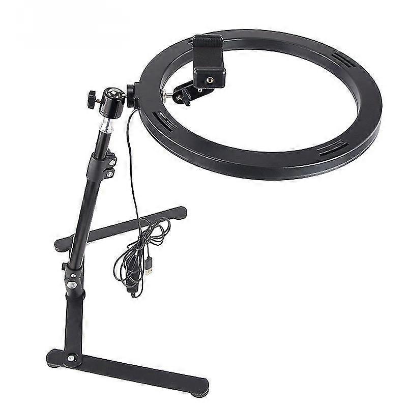 [luxury] Overhead Frame + 12-inch Ring Light + Robotic Arm + Large E Clip-mobile Phone Desktop Bracket Lazy Overhead Shooting Bracket Fill Light Deskt