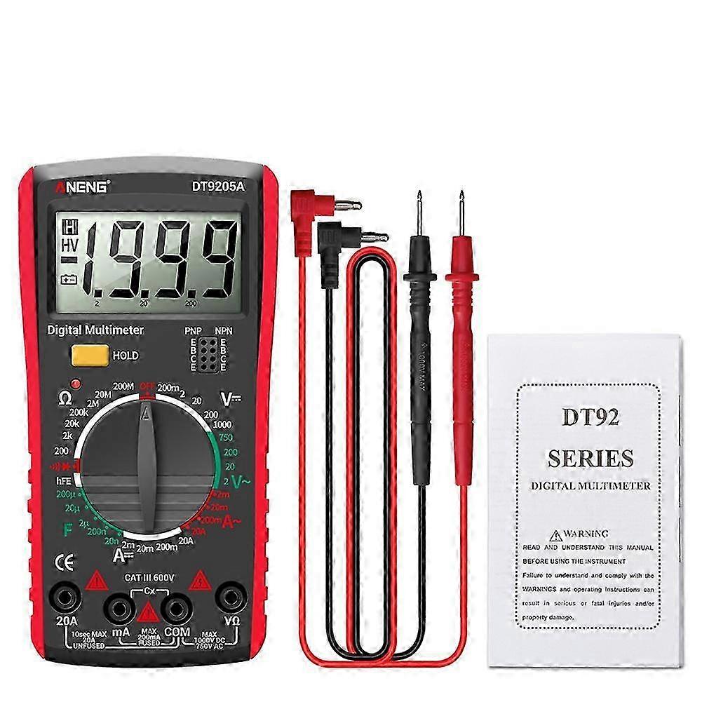 Dt9205a Digital Multimeter Ac/dc Transistor Tester Electrical Ncv Test Meter Profesional Analog Auto Range Red