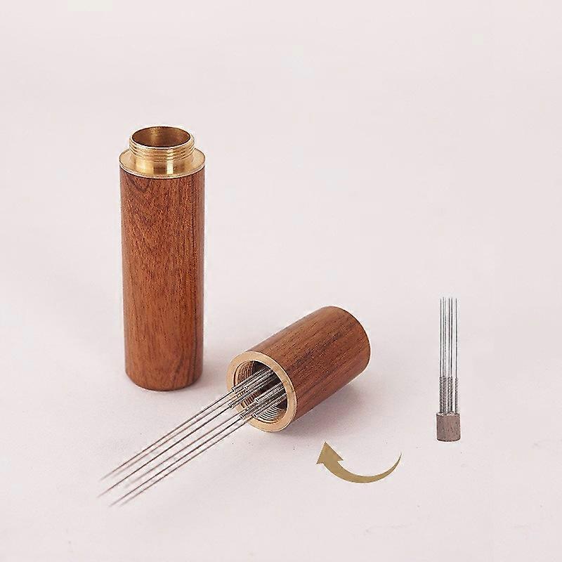 Barista Pro Espresso Perfection Tool - Stainless Steel Grounds Distributor & Needle Stirrer with Wooden Handle for Perfect Brews