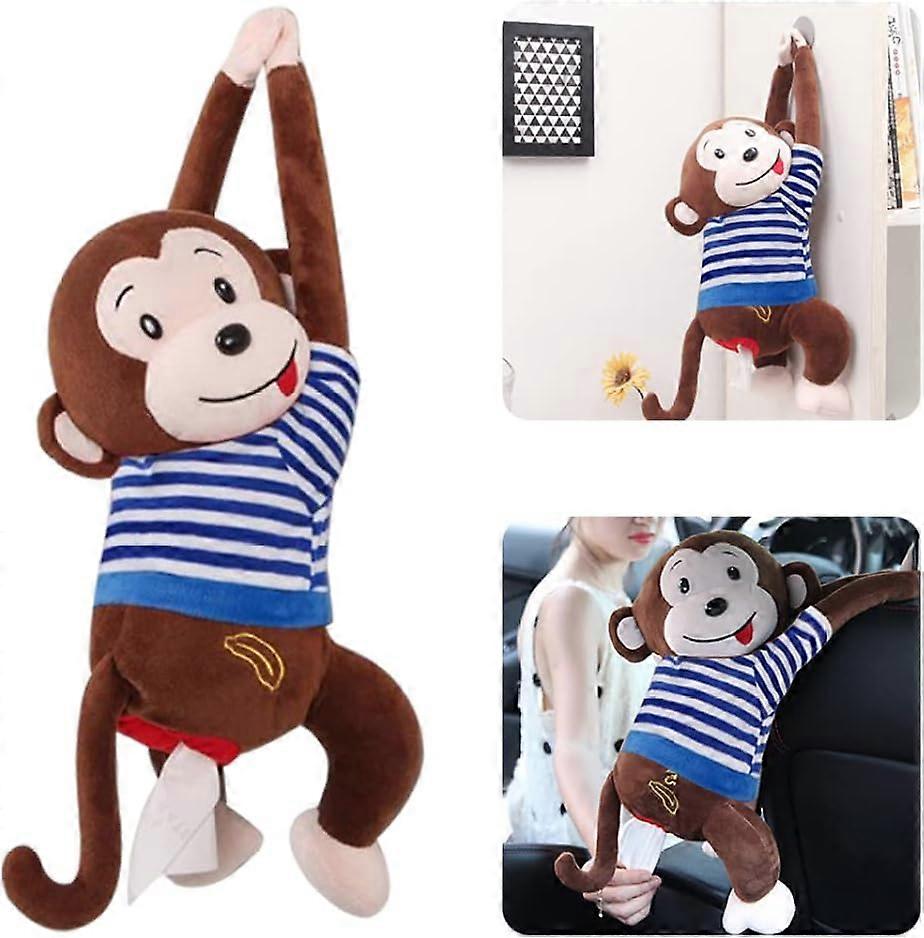 Car Tissue Holder Car Tissue Box Plush Monkey Hanging Type Cute Creative Tissue Case Holder