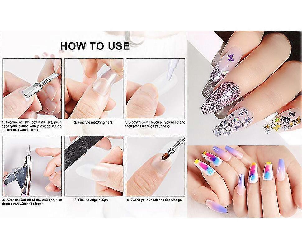 500 Pcs Artificial Nail Tips False Nail, Nail Tips With Clear Box