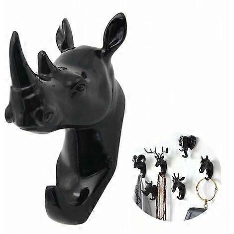 Coat rack key animal rhino black
