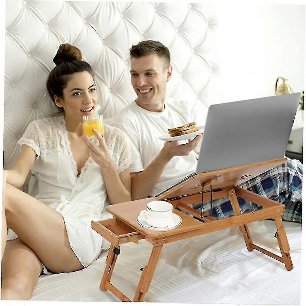 Adjustable Laptop Stand with Tablet Holder - Portable Bed Tray Desk for Comfortable Work and Study - Versatile Laptop Bed Table-size1