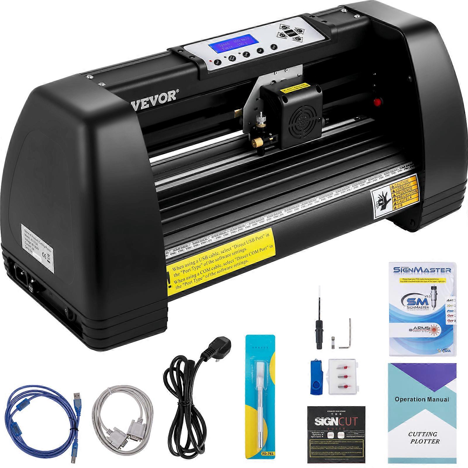 Vinyl Cutter Machine, 14" Vinyl Plotter, LCD Display Plotter Cutter, Three Adjustable Pinch Rollers Sign Cutting Plotter
