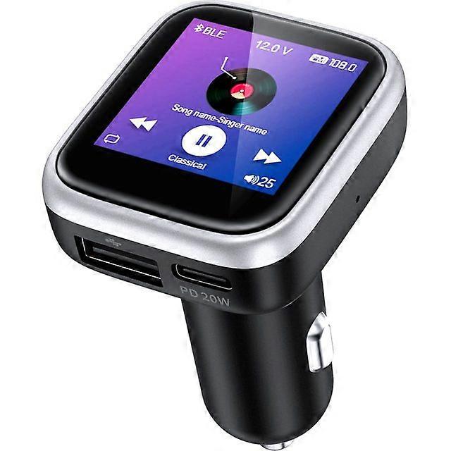 New Bluetooth 5.0 FM Transmitter for Car Full Touch Screen 1.54'' PD 20W QC 3.0 Radio Music Adapter Charger