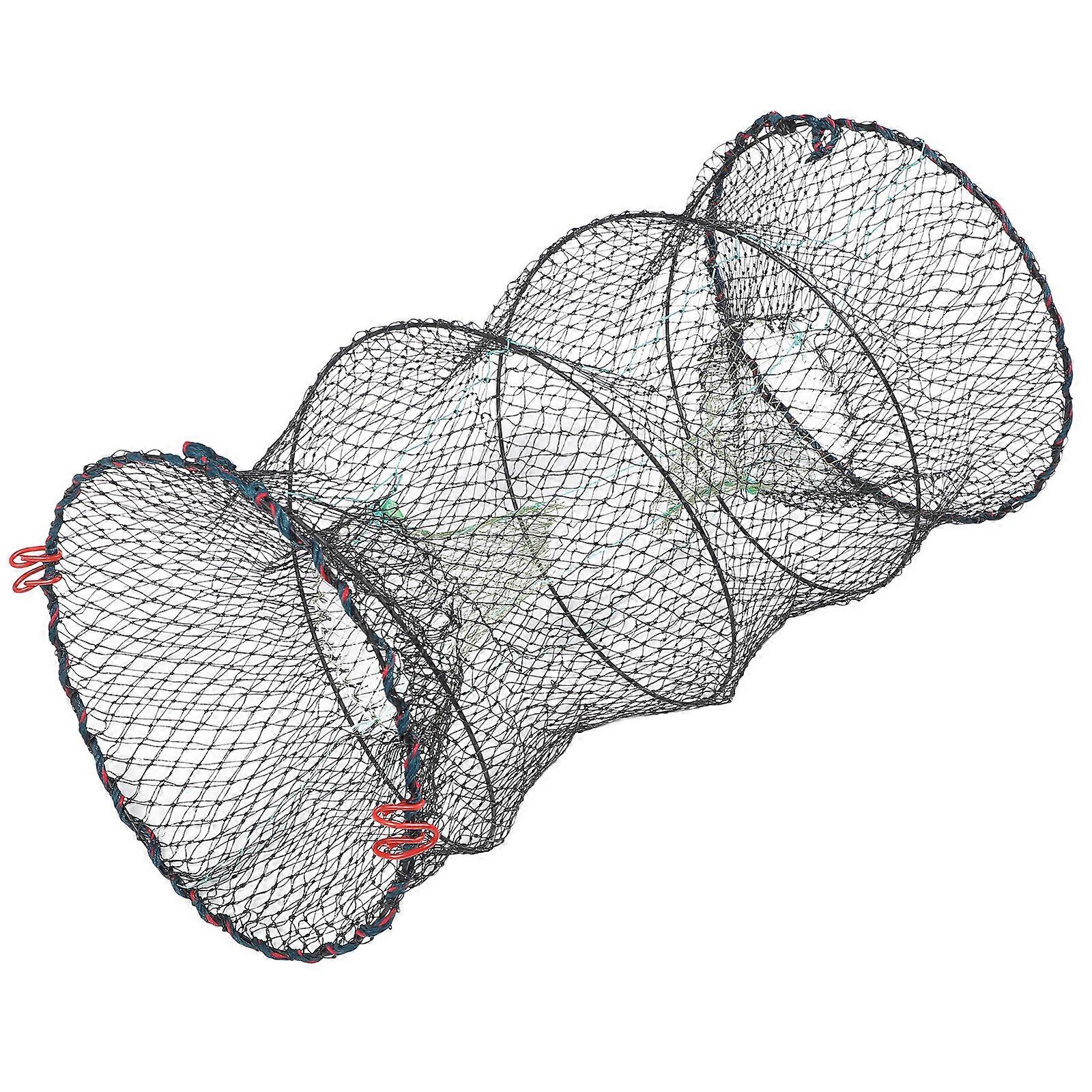 1PC Foldable Bait Cast Mesh Trap Net Portable Fishing Landing Net Shrimp Cage for Fish Lobster Prawn Crayfish Crab (Dense Mesh, Big Size)