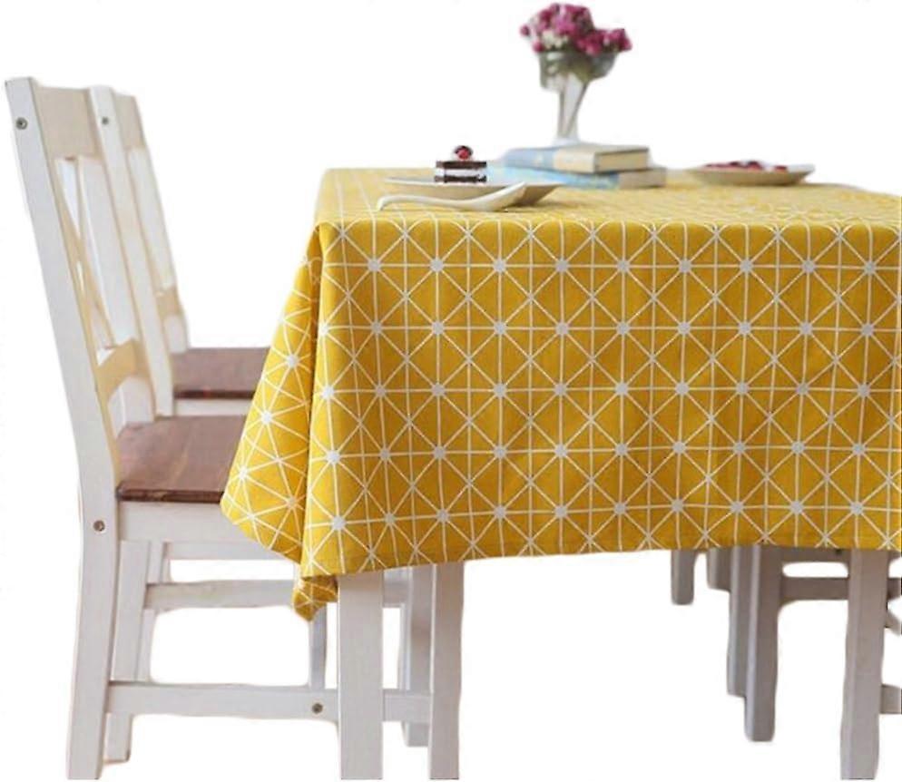 Rectangular Tablecloth Cotton and Linen Tablecloths Twill Tablecloth Simple Style Heat and Moisture ResistanceYellow,120160cm