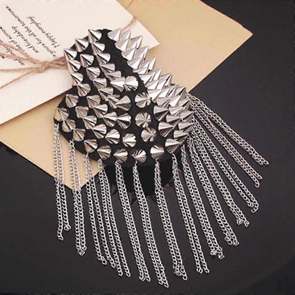 Fringe Shoulder Board Exquisite Point Tapered Rivet Tassel Epaulettes Bag Decor