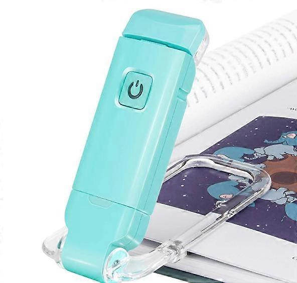 Green USB Rechargeable Book Light for Reading in Bed, Adjustable Brightness, LED Clip on Book Reading Lights