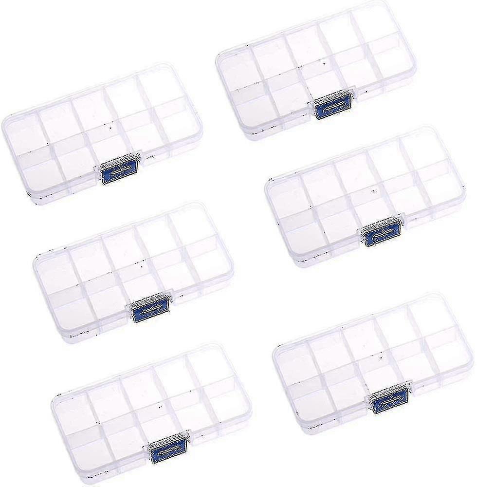 ビーズ収納ボックス、6ピースプラスチックオーガナイザーコンテナ、10グリッドプラスチック収納ボックス、収納ボックス調整可能な仕切り、Compartmen付き小型収納ボックス