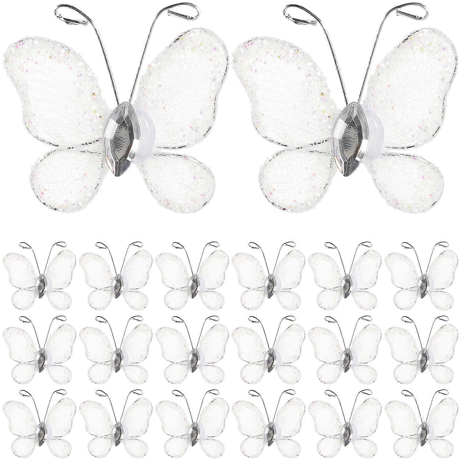 50pcs Sheer Mesh Wire Glitter with (White)