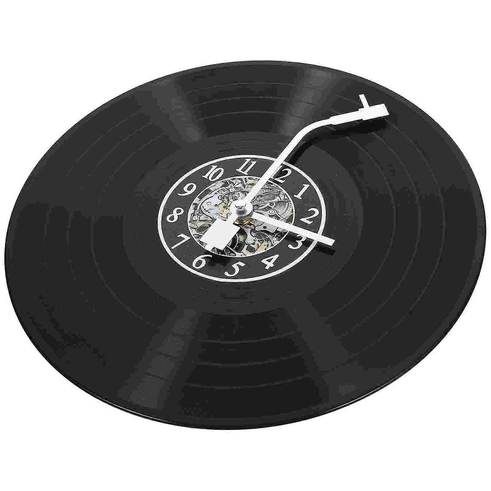 Vinyl Record Hanging Clock Round Wall Clocks Records Plastic Office Decor Convenient