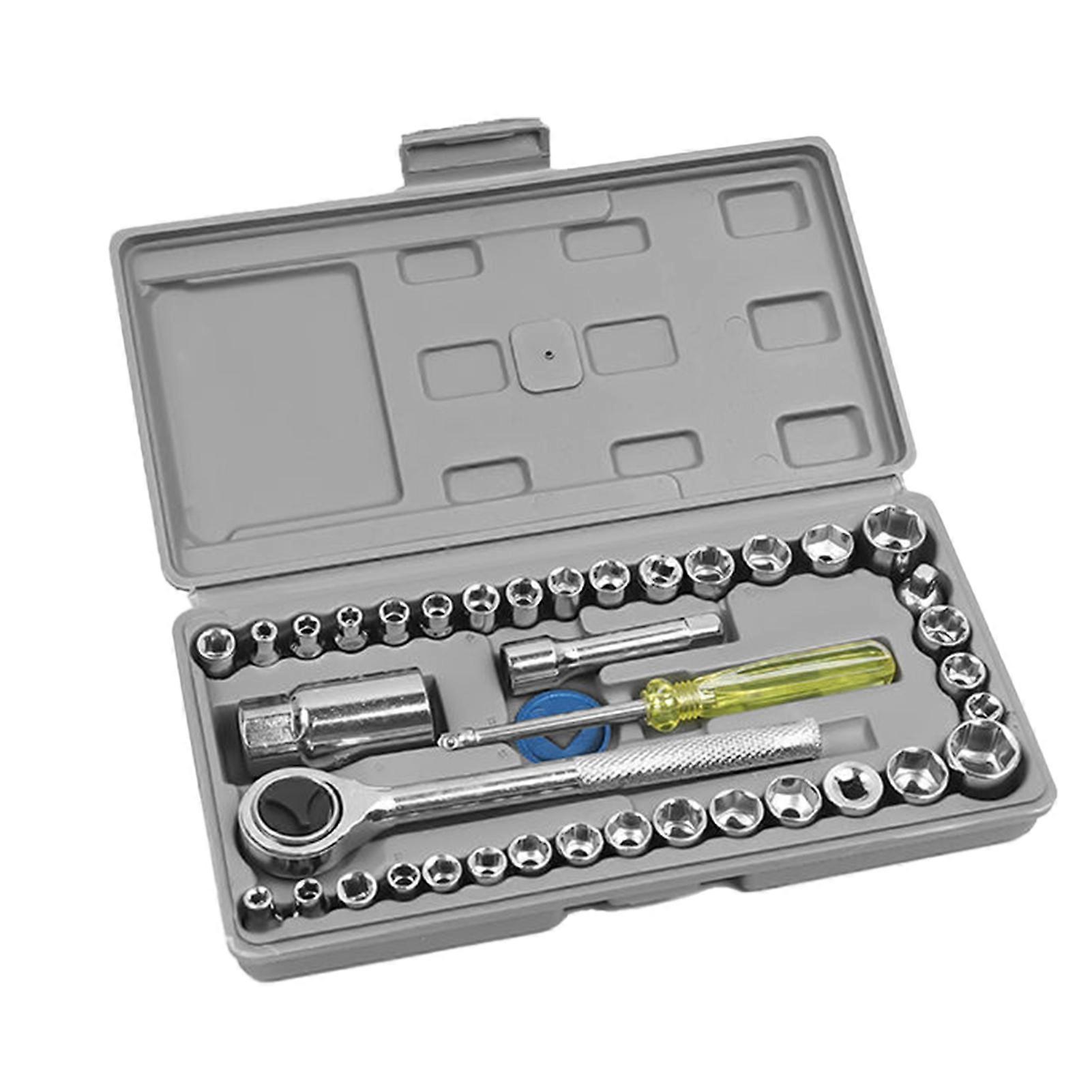 40Pcs Multifunctional Socket Strong Torque Hand Tools Practical Repair Socket Wrench Set for Home Mengxi