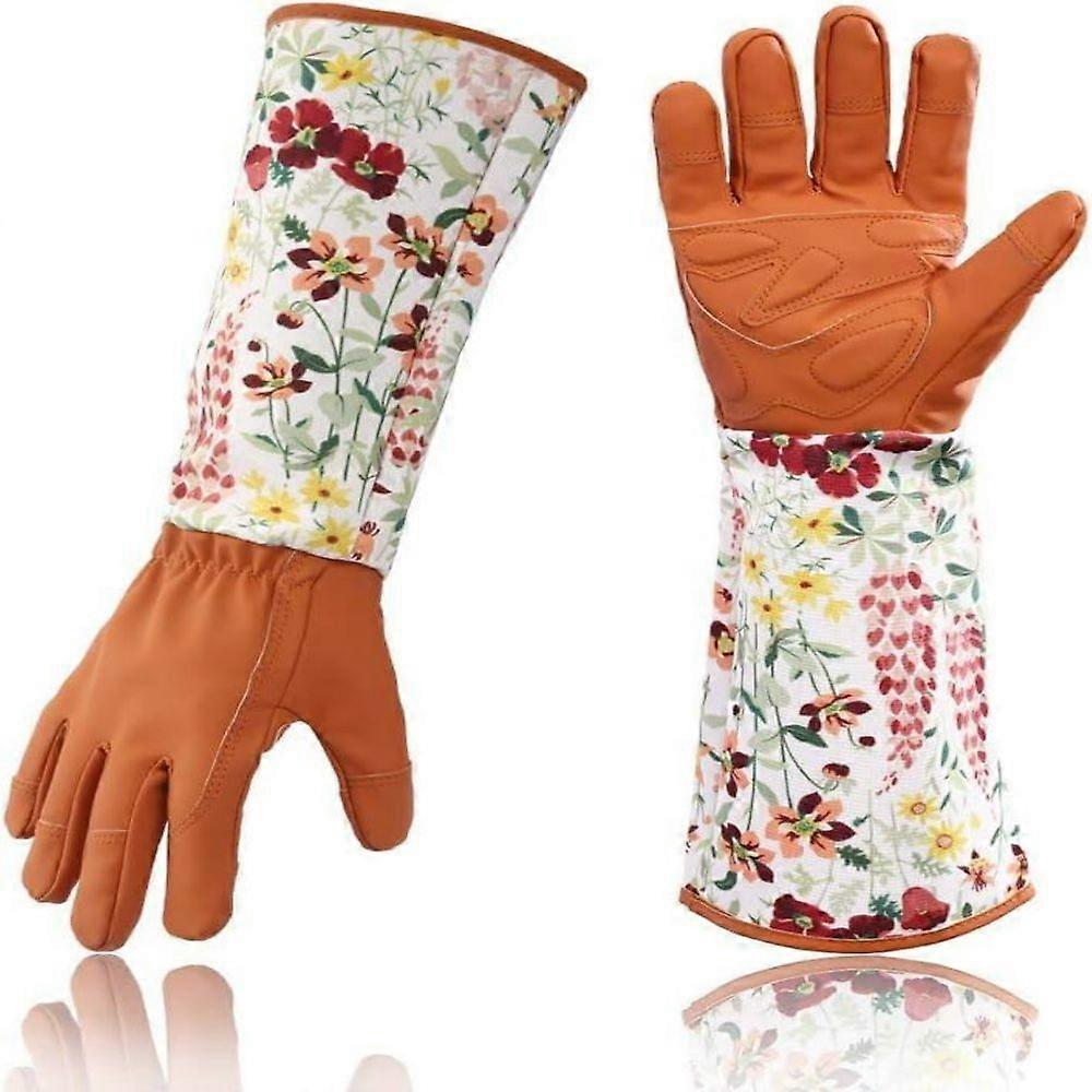 Extended Leather Gloves for Gardening and Pruning