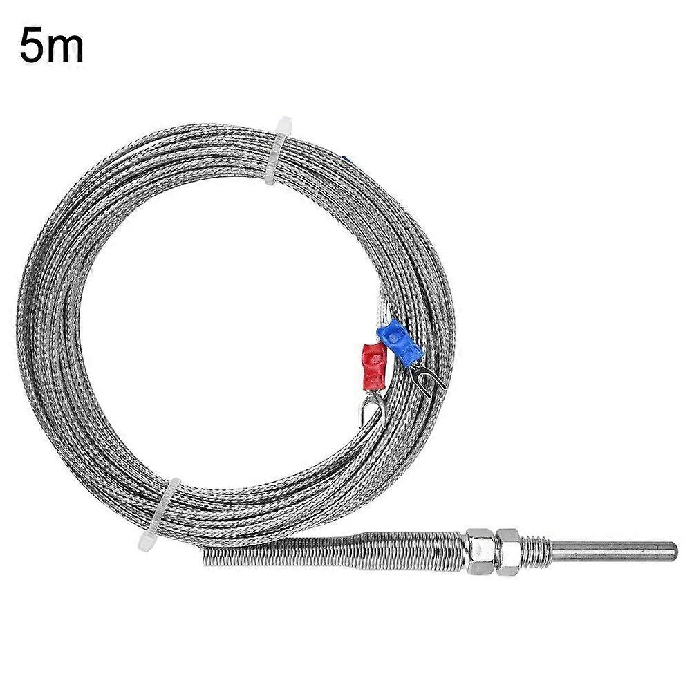 1/2/3/4/5m 30mm Probe M8 Thread K Type Thermocouple Temperature Sensor Cable