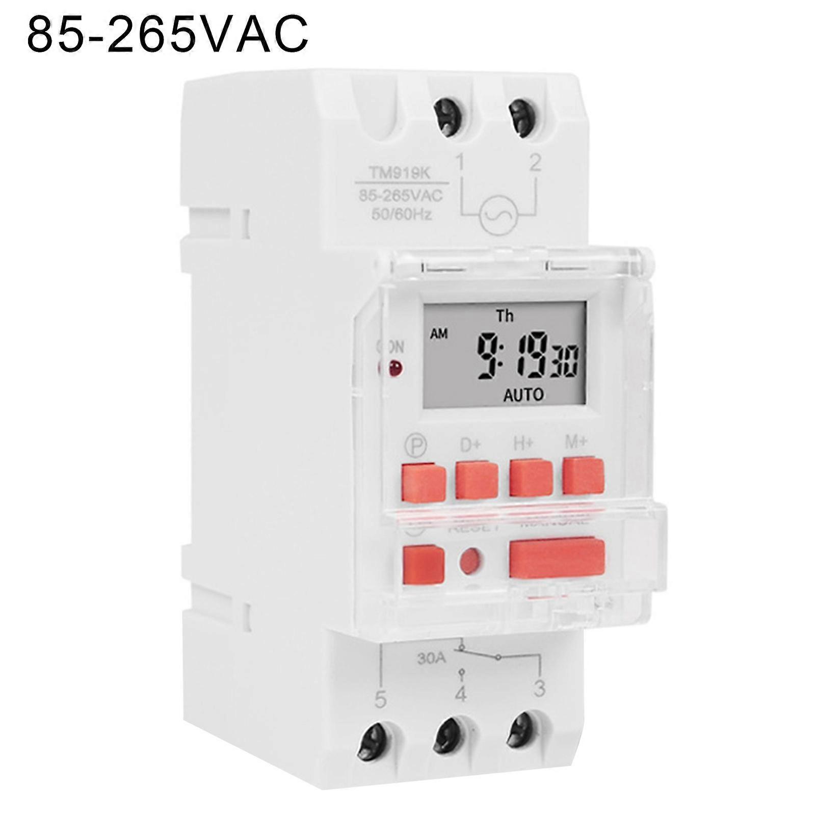 TM919B Time Switch Programmable Accurate Timing Plastic Enclosure LCD Digital Time Control Relay for Distribution Board Mengxi