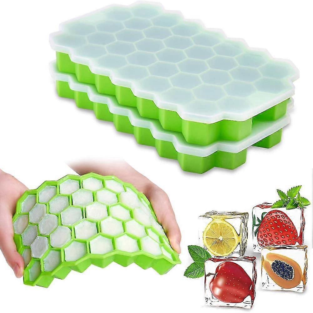 37 Cavity Honeycomb Ice Cube Trays Reusable Silicone Ice Cube Mold Bpa Free Ice Maker With Removable Lids