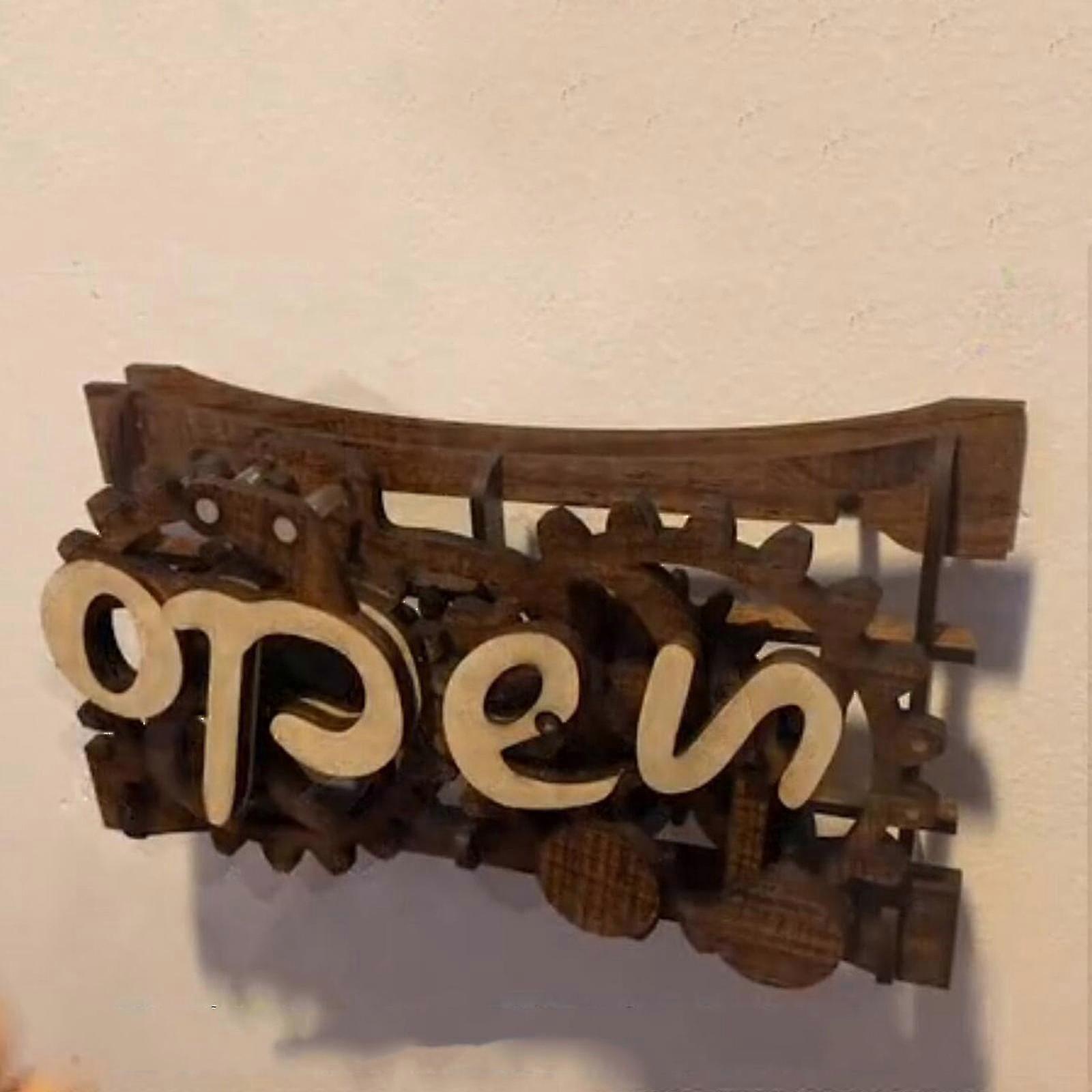 Revolutionary Open-closed Sign Board, Wooden Gear Mechanism Convertible ...
