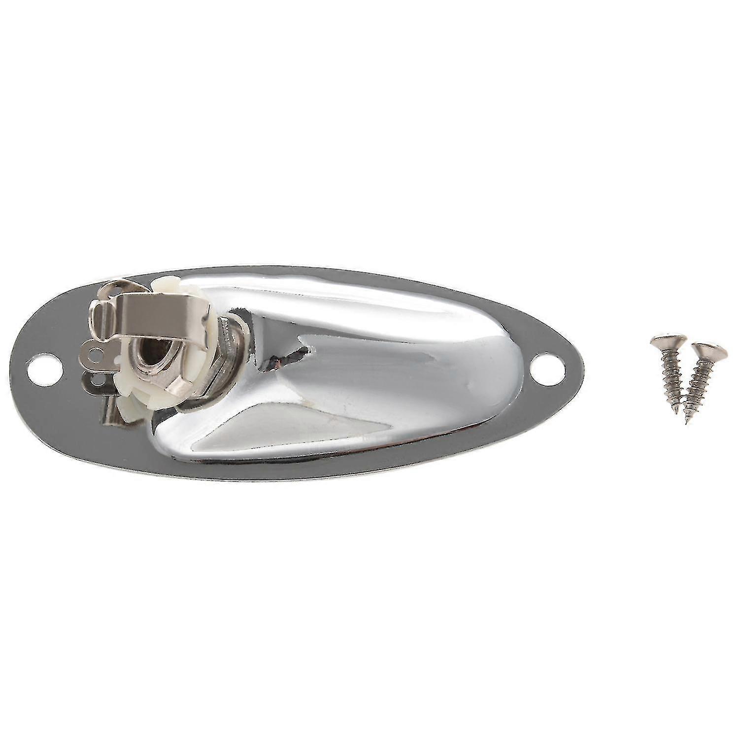 1pcs Boat Guitar Jack 1/4 Inch Jack Plate Socket 6.35mm Chrome Silver