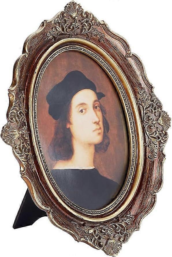 Vintage Picture Frame Oval Carved Photo Frame 10x8 Inch Retro Photo Frame with Glass Front Elegant Antique Photo Frames for Tabletop and Wall Display