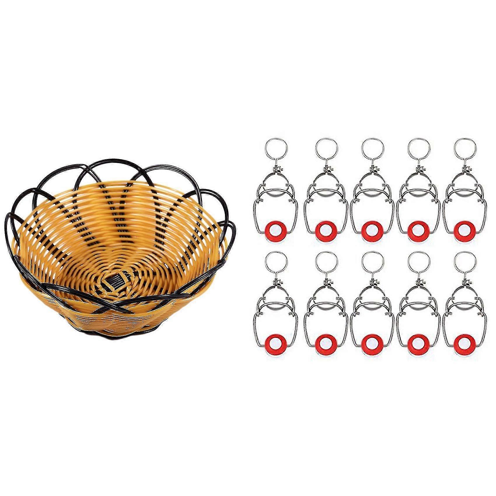 Black & Orange 7-Inch Plastic Braided Fruit Vegetable Basket