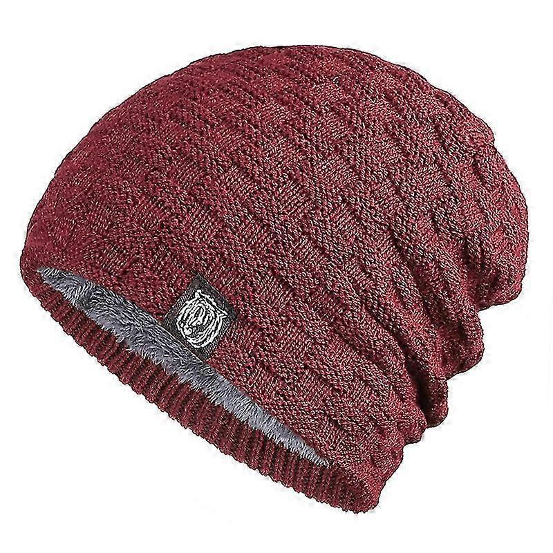 1 pcs Men's winter universal winter bean knitted cap(wine red)