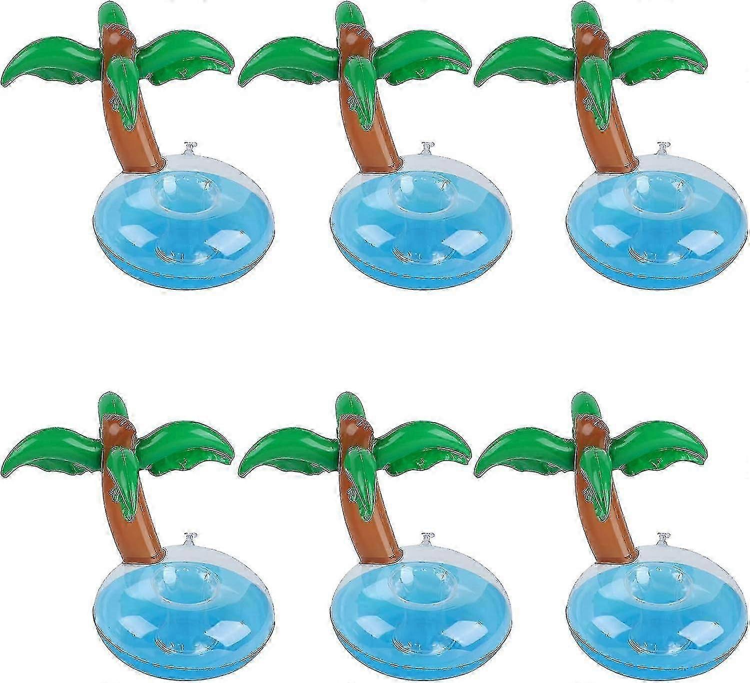 Inflatable Drink Holder, 6 Pack Pool Drink Holder Floats Cup Holders Drink Floats, Coconut Tree Floating Drink Holder For Pool Party