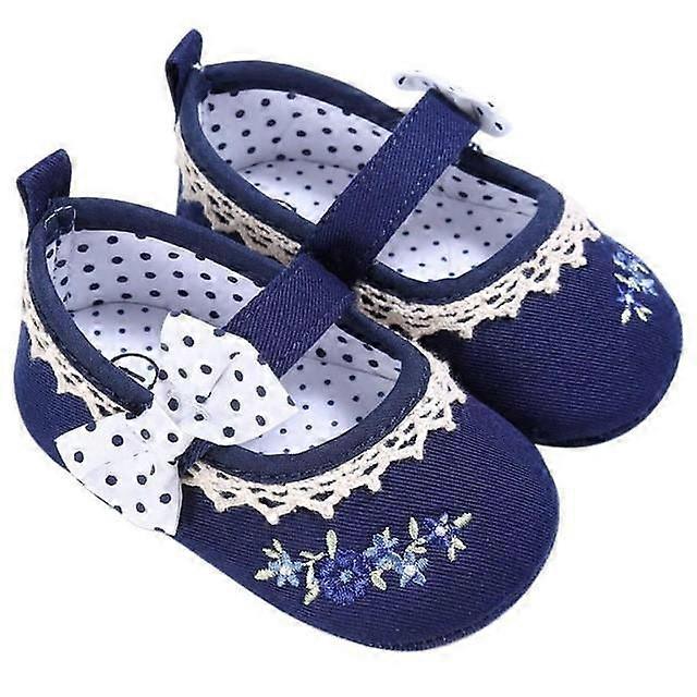 Baby Girls Spring Bowknot Embroidery Anti-slip Crib Shoes