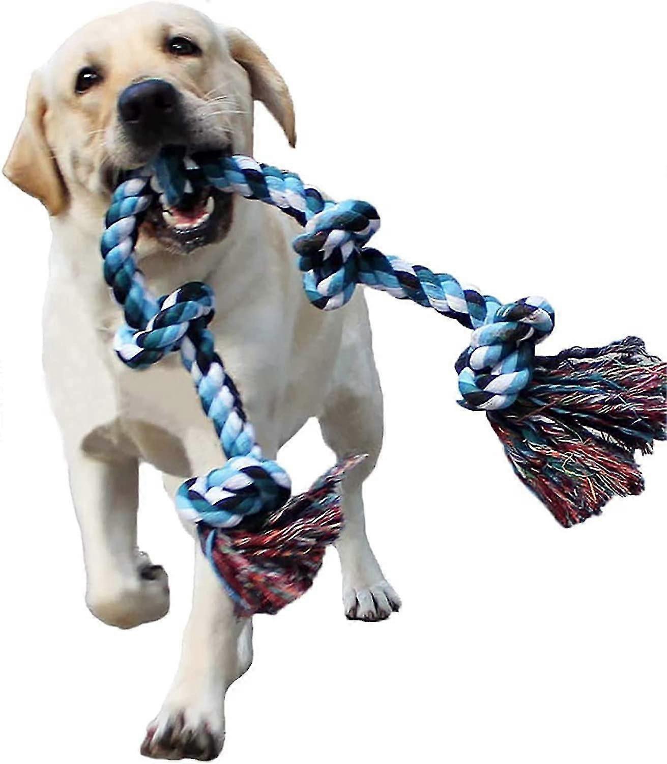 Dog Rope Toys For Aggressive Chewers Tough Rope Chew Toys For Large And Medium Dog 5 Knots Indestructible Cotton Rope For Large Breed Dog Tug Of War D