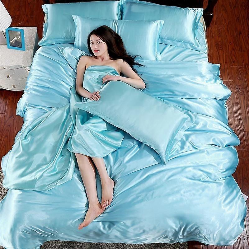 Satin Silk Bedding Set Bed Cover Flat Sheet Pillowcases