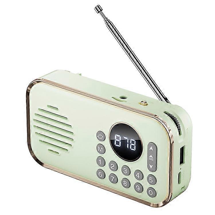 P35 Portable Bluetooth 5.0 FM Radio with 3.5mm Audio Cable Retro Speaker Support TF Card U Disk