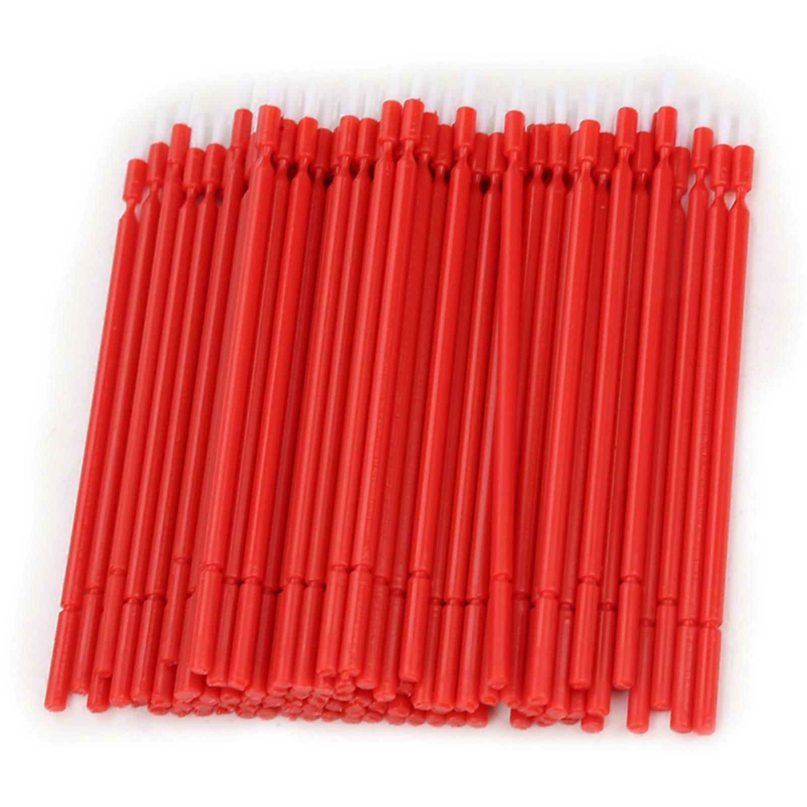 100 Pack Disposable Dental Micro Brush Applicator Bendable Sticks (Red)