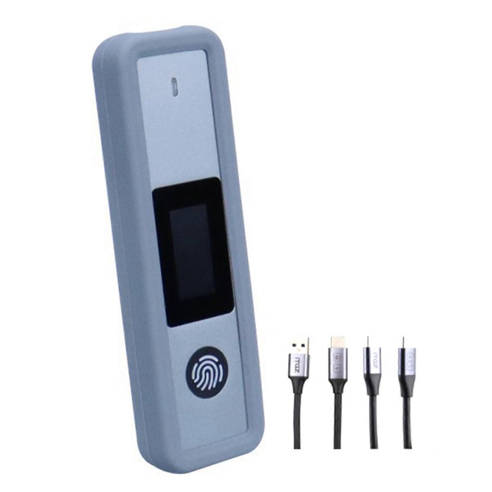 Fingerprint Encryption SSD Enclosure  NVMe SATA SSD Case Support USB3.2 10Gbps Transfer Speed Visual Screen Optional