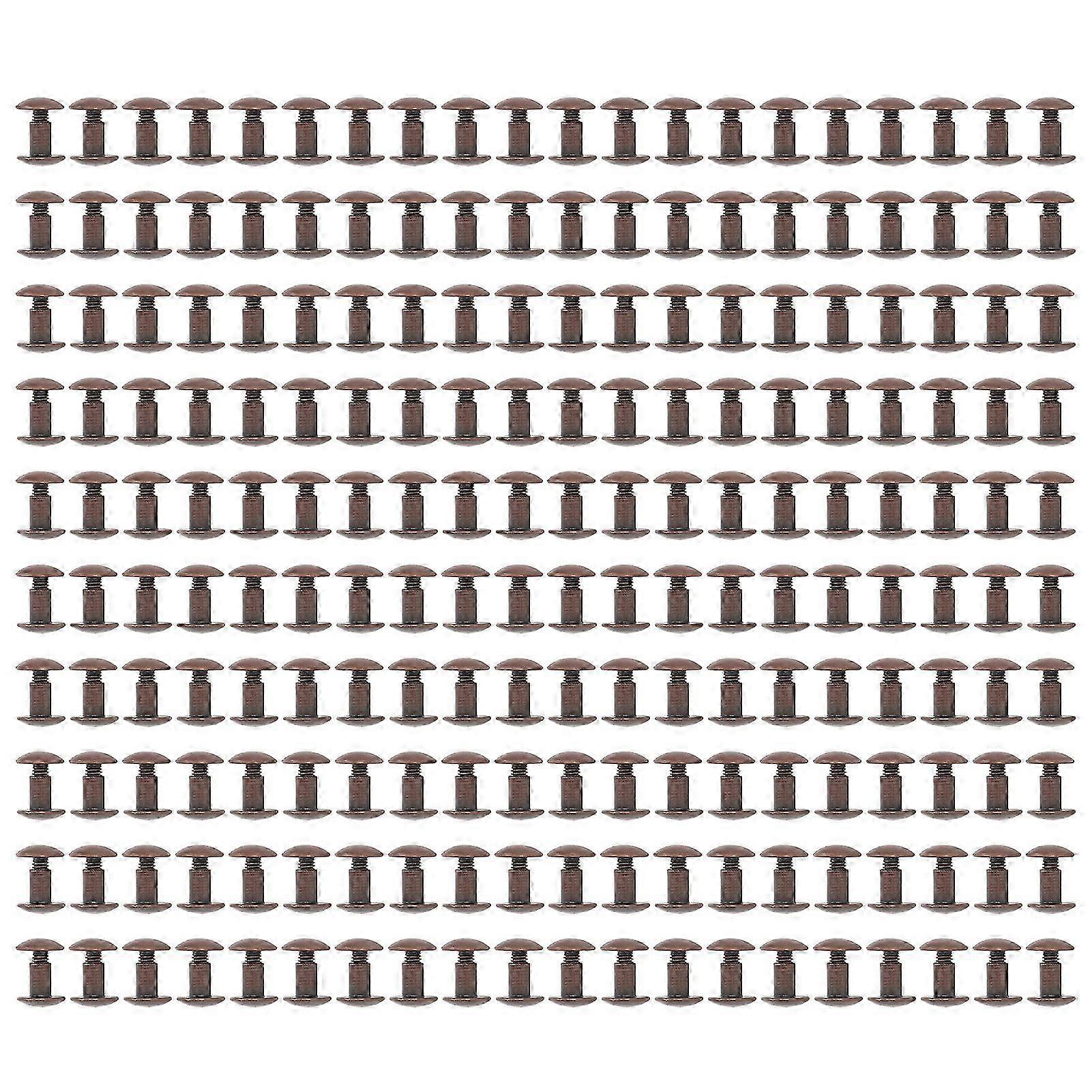 200 Sets Book Binding Screw Uniform Coating Curved Surfaces Brass Electroplating Treatment Chicago Screws Assortment Set Red Bronze