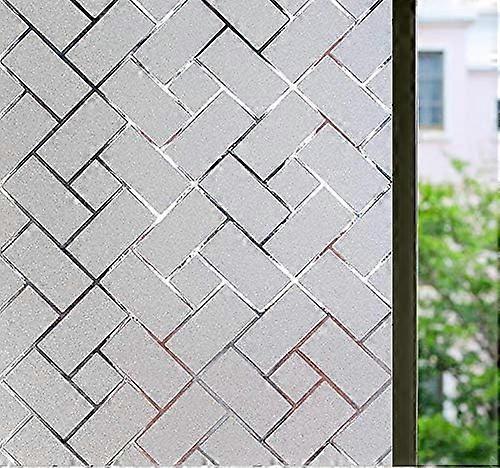 Reusable Window Privacy Film, Frosted Glass Window Film With Mosaic Style Design For Home Office Glass 17.7'' X 78.7'', Blocks 99% UV Rays, Washable,
