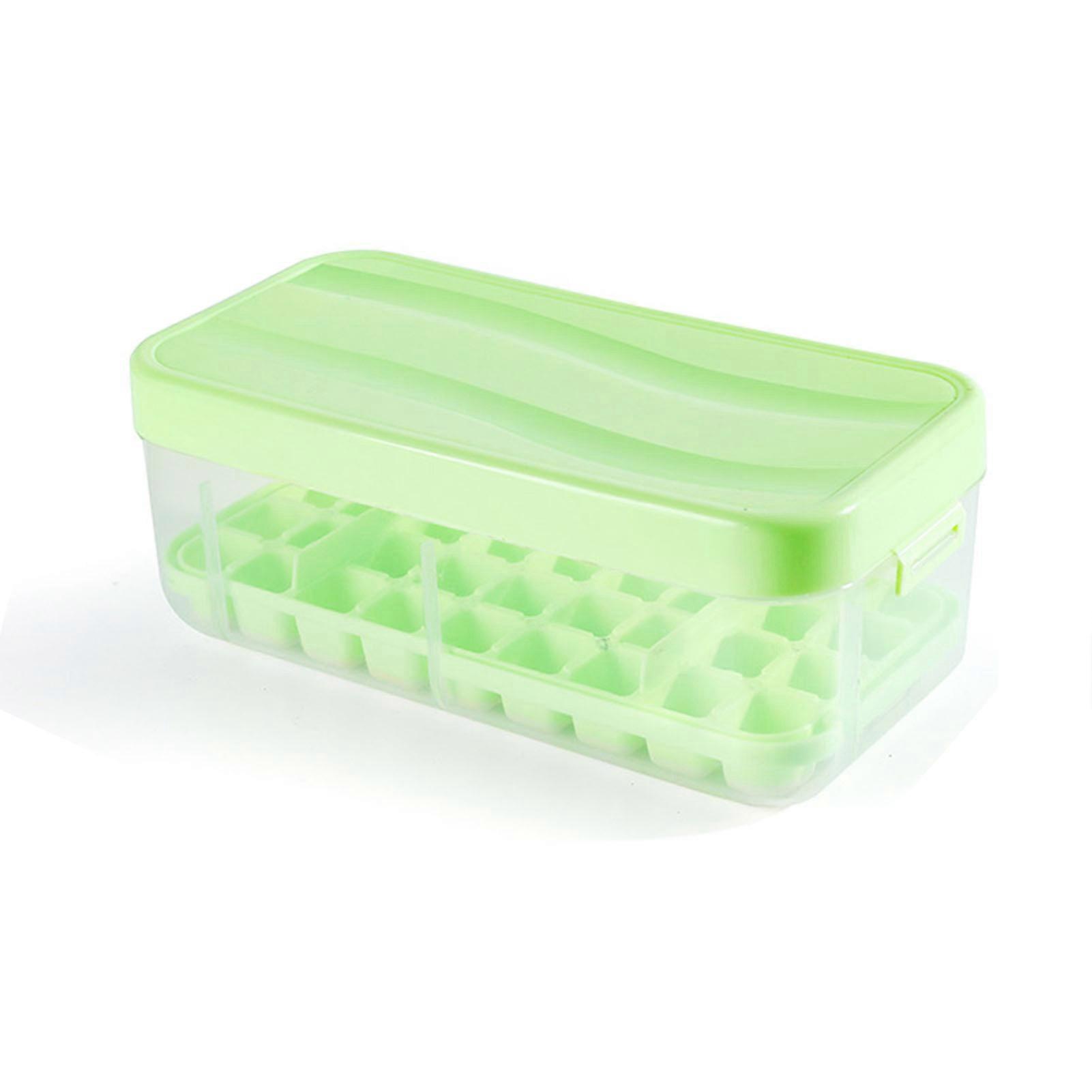 Press Type Trays 36 Cubes Per Layer with Lid and Bin Silicone Household Ice Cube Molds for Tea Coffee