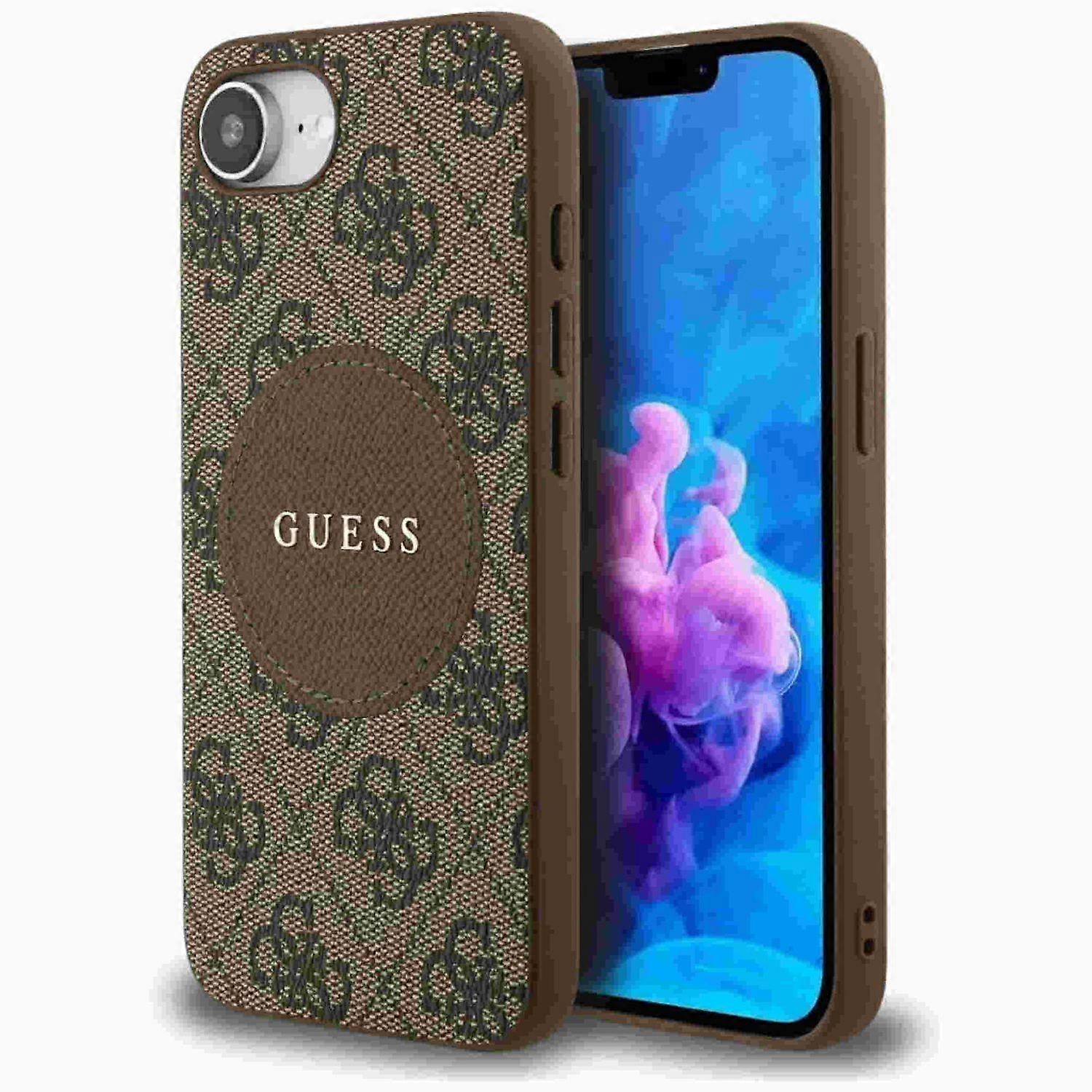 Guess Apple iPhone 16e Circle Classic Logo MagSafe Case Brown