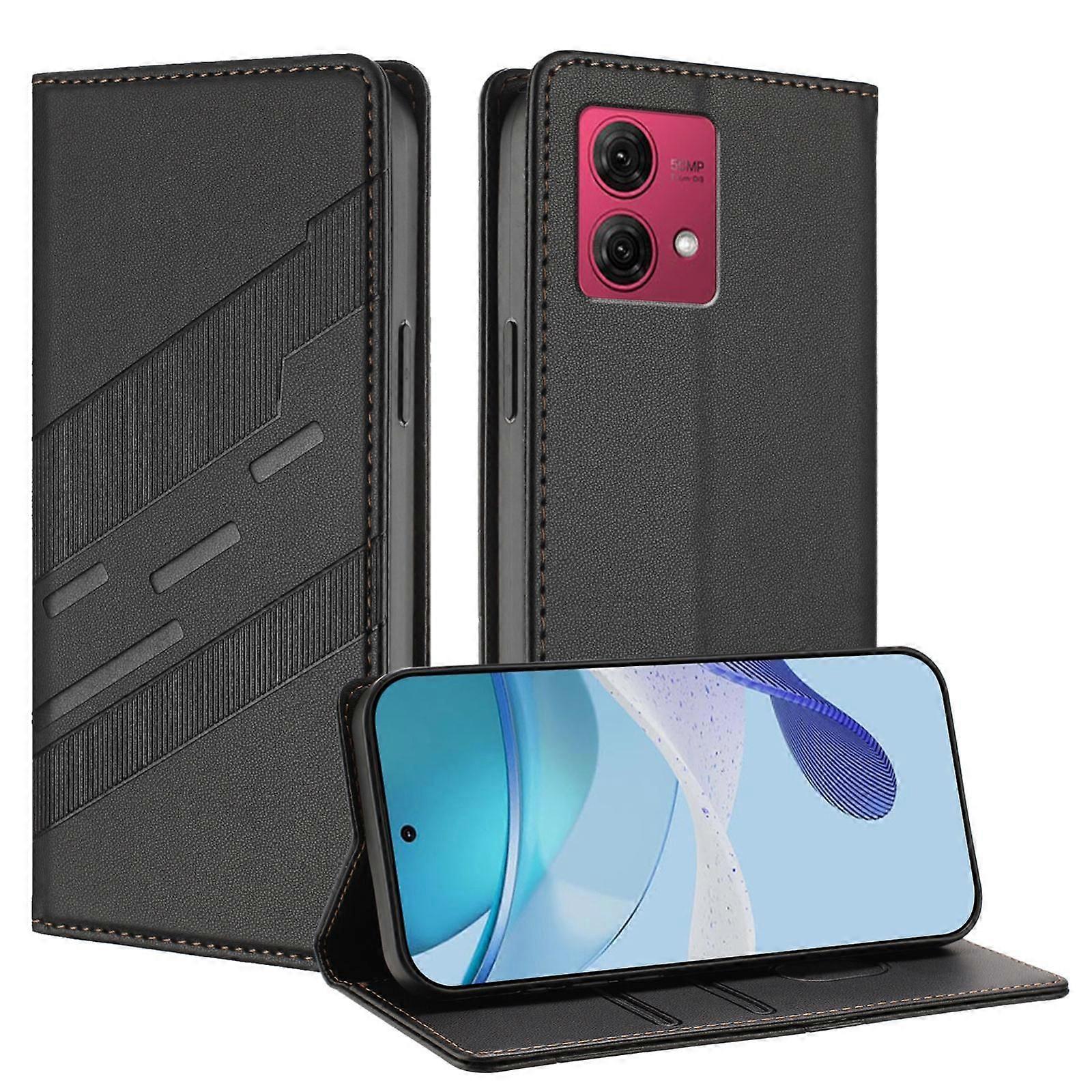 Embossed Wallet PU Case For Motorola Moto G84
