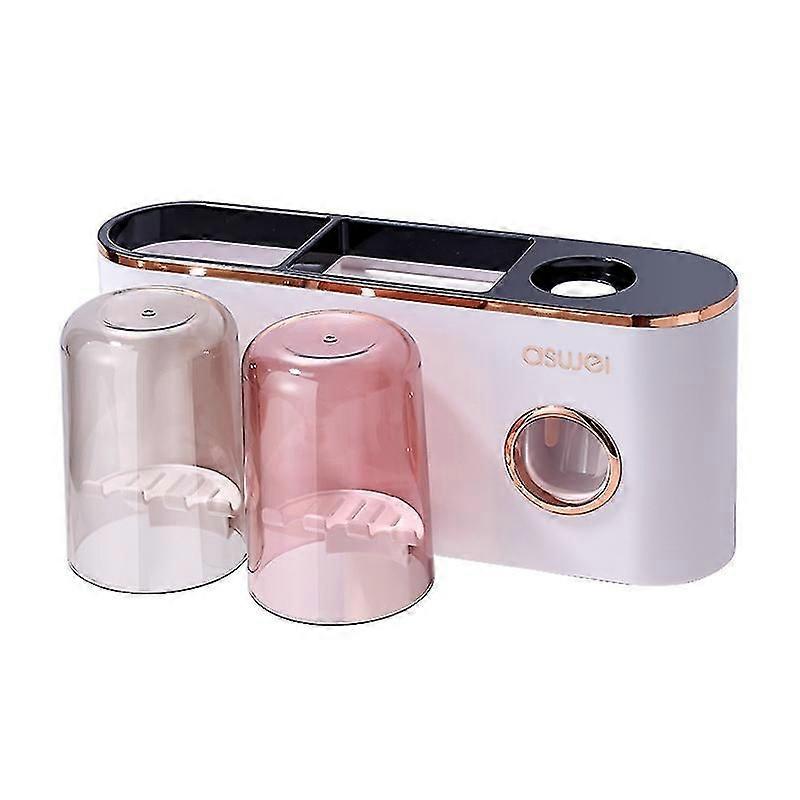 Toothbrush Holder Wall Mounted, Automatic Toothpaste Dispenser with 2 Cups, Electric Toothbrush Hold