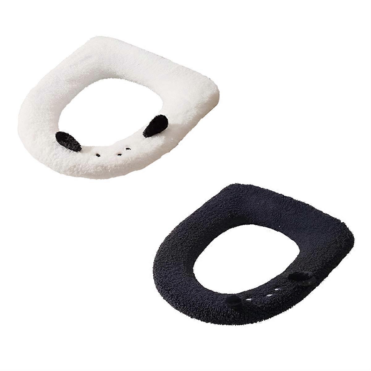 Plush Bathroom Mat Thickened Washable Toilet Seat Pad,Dog+Bunny