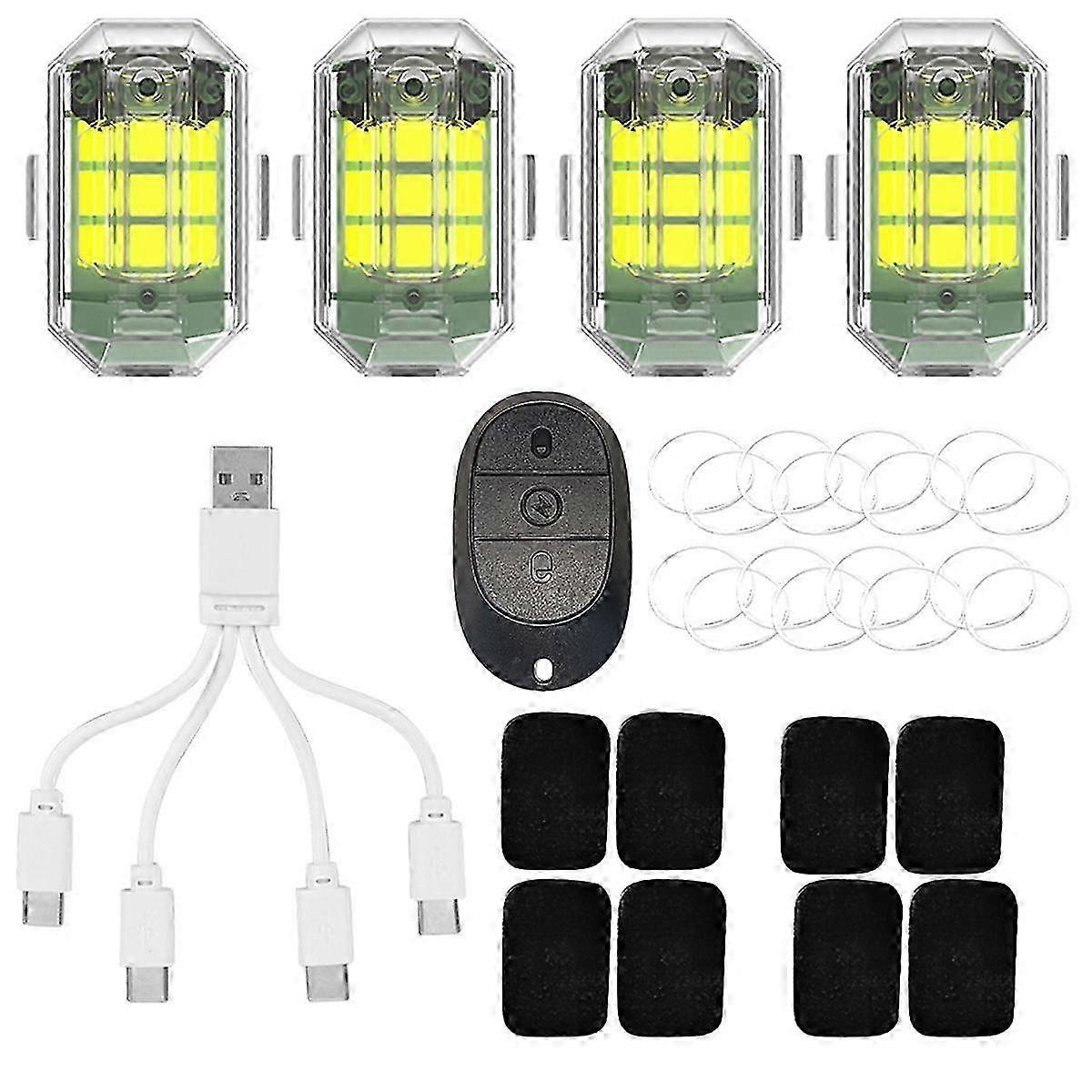 4 stk fly strobelampe mikro-usb-lading m3 blinklysindikator vanntett 3.7v 350mah høy lysstyrkesom vist szrh a-d 3085