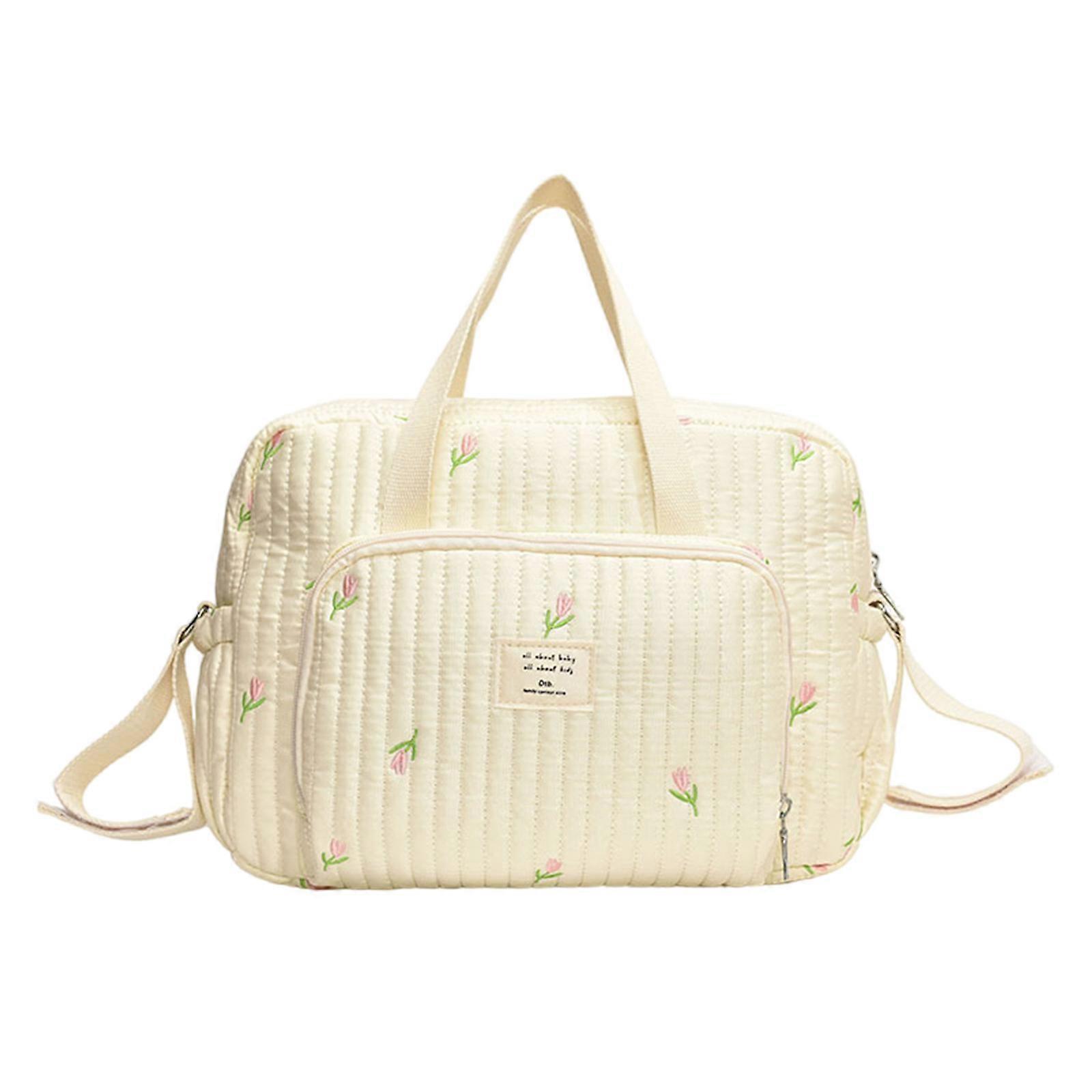 Embroidered Mother Bag Adjustable Shoulder Strap Organiser Case Pouch Trendy Handbag with Large Organizing Compartments