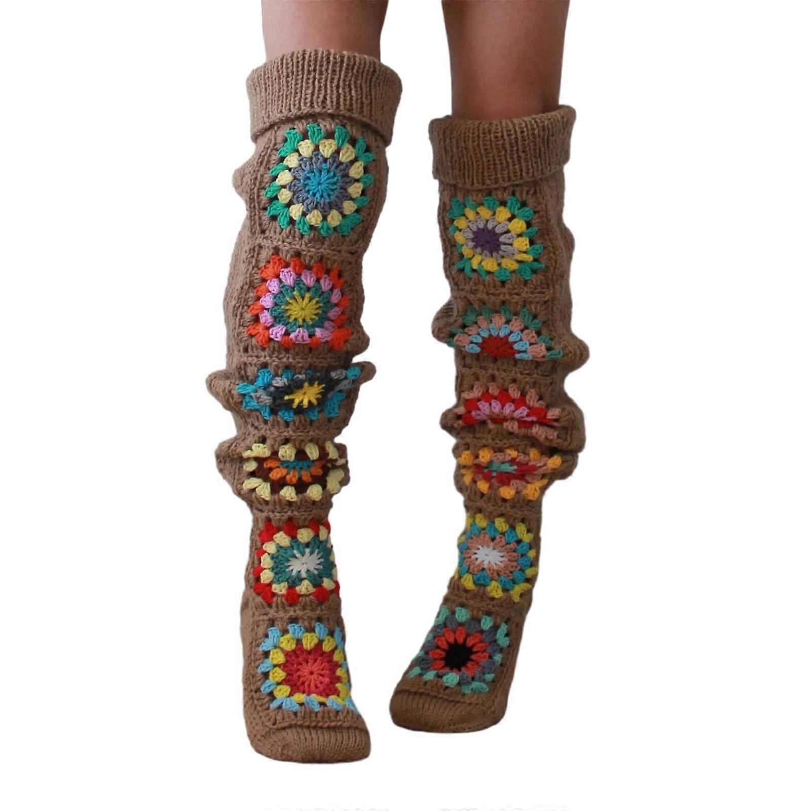 בגדי ריקוד נשים סרוגה ירך מגף גבוה גרביים וינטאג' מחממי רגליים ארוכות במיוחד חורף מעל הברך גרביים קפה