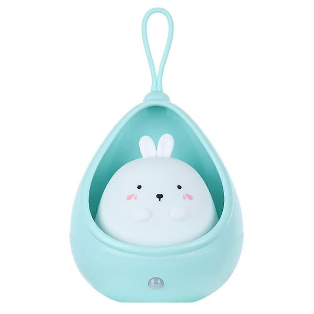 Motion Sensor Night Light Rabbit Silicone Night Lamp Rechargeable Table Lamp Bedside Lamp Wardrobe Blue