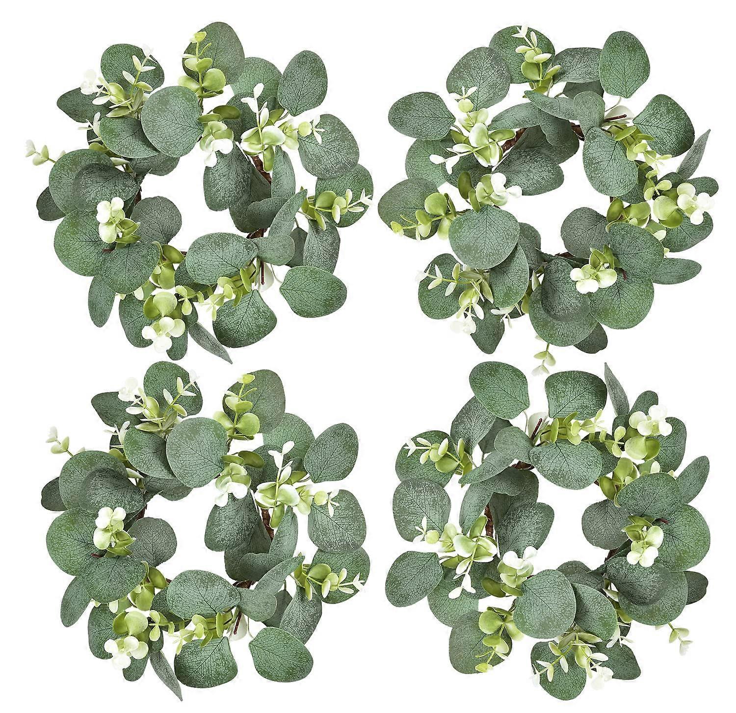 Artificial Greenery Wreath 4-Piece Set, 9-Inch, Green Wall Door Window Decor