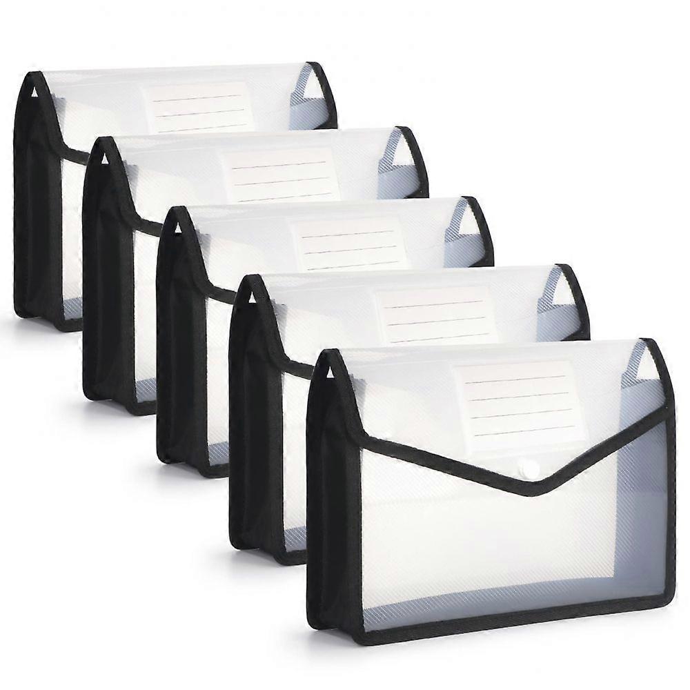 5PCS--PP button buckle widened three-dimensional file bag--white A4 Length 33*Height 25*Width 7.5cm*5