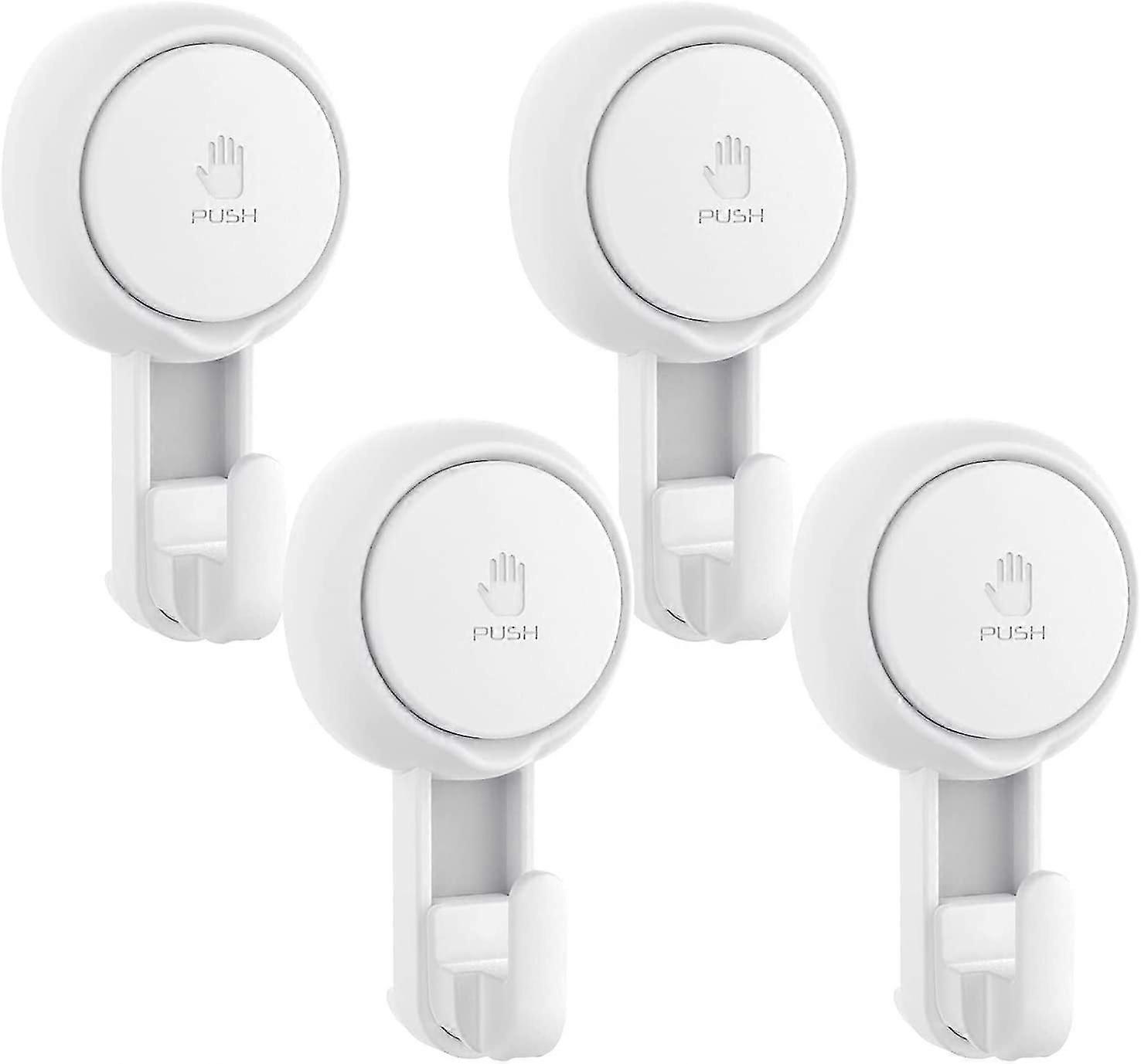 Set of 4 Suction Cup Hook, Plastic Wall Hook Strong Max 5 kg Without Drilling Vacuum Hook Reusable 1000 Times Rotating Hooks and Coat Hooks for Home K