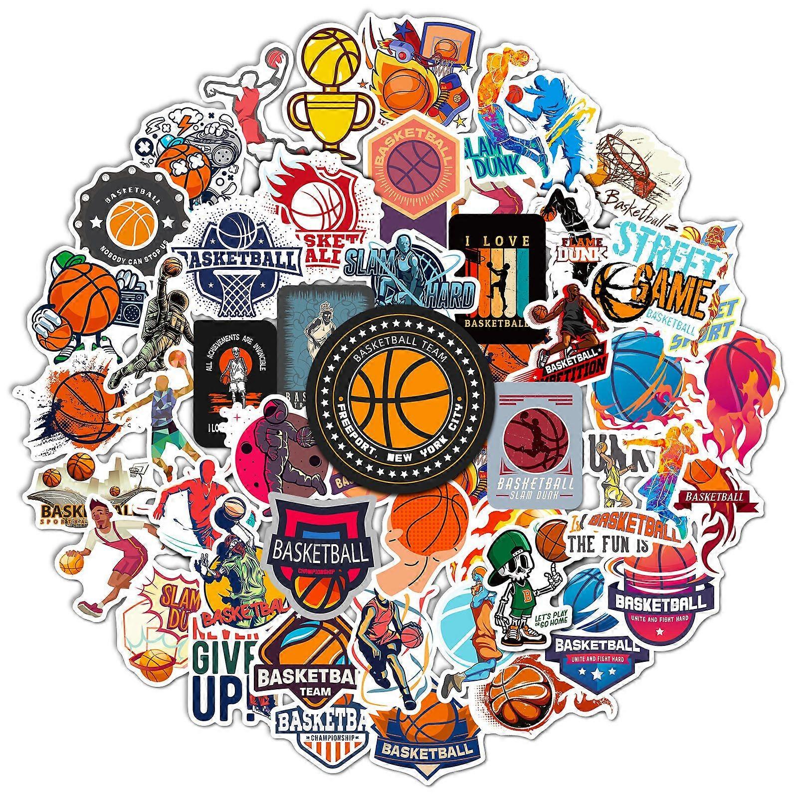 Stickers (50 pieces) Basketball Cute, waterproof, themed Travel stickers for journal, scrapbook, photo album and travel kit